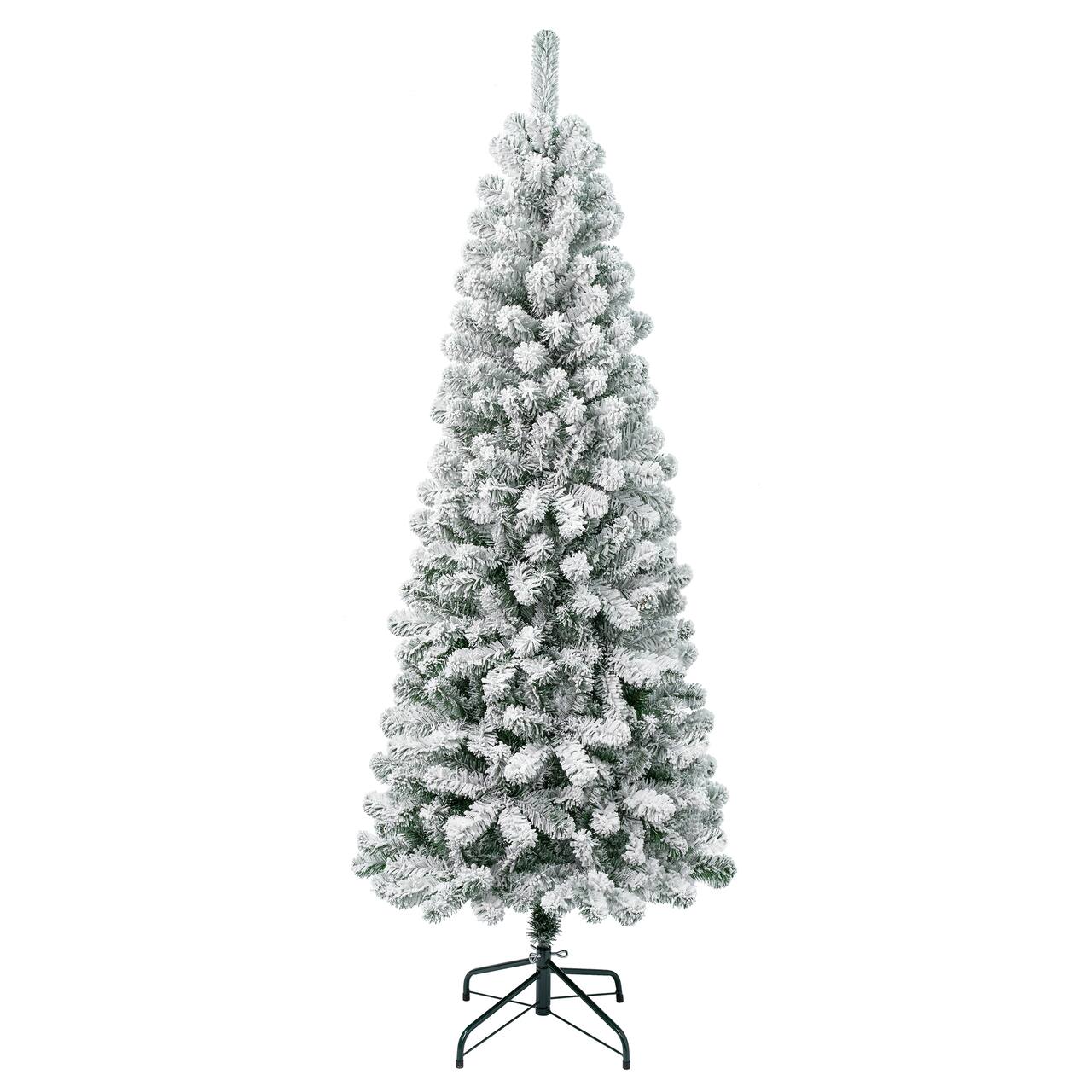 6ft. Unlit Flocked Acacia Medium Artificial Christmas Tree